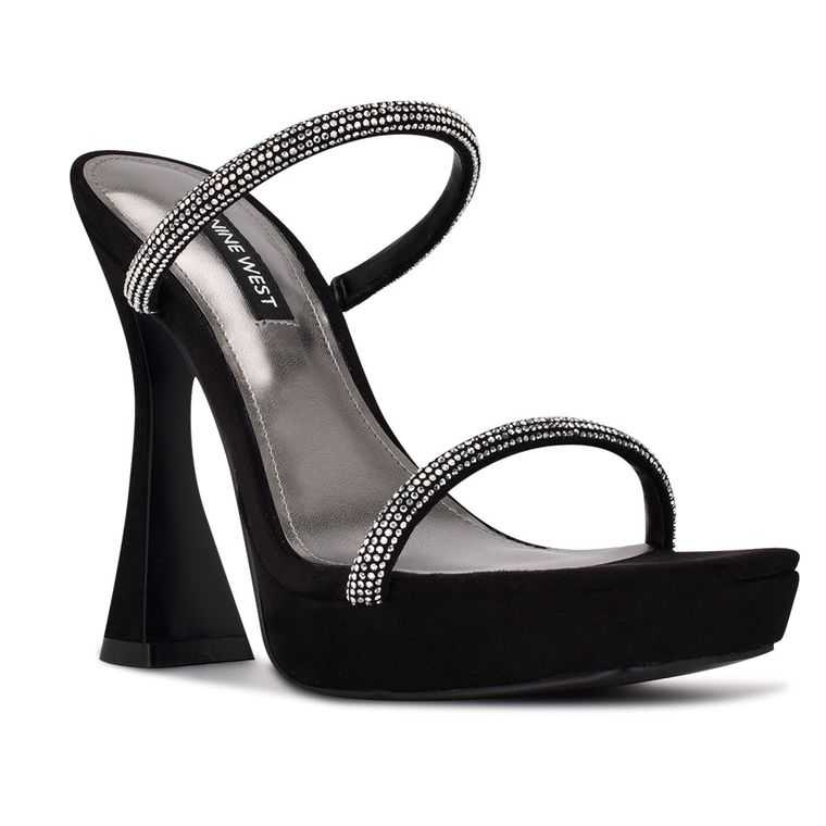 Nine West Adine Plataforma Sandals Negras | 6487-JVFUS