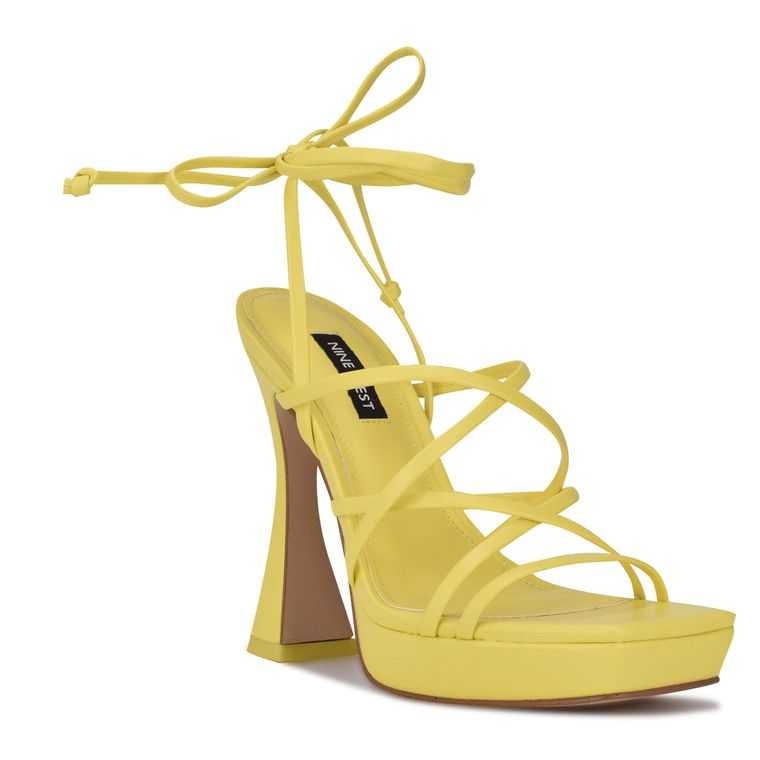 Nine West Ailey Ankle Wrap Plataforma Amarillo | 2851-BWQLD