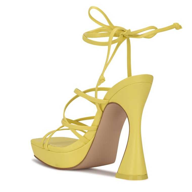 Nine West Ailey Ankle Wrap Plataforma Amarillo | 2851-BWQLD