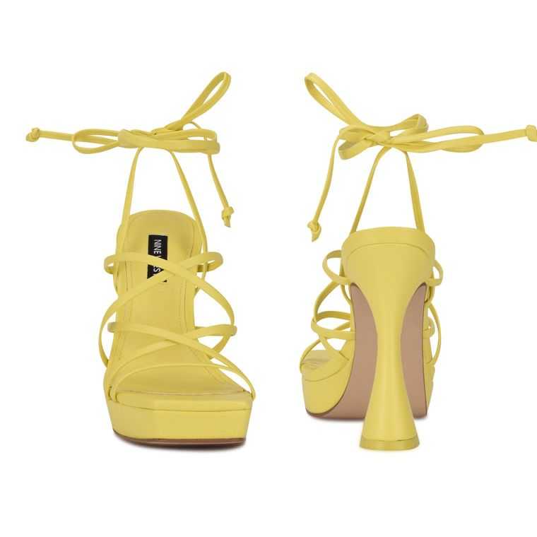 Nine West Ailey Ankle Wrap Plataforma Amarillo | 2851-BWQLD