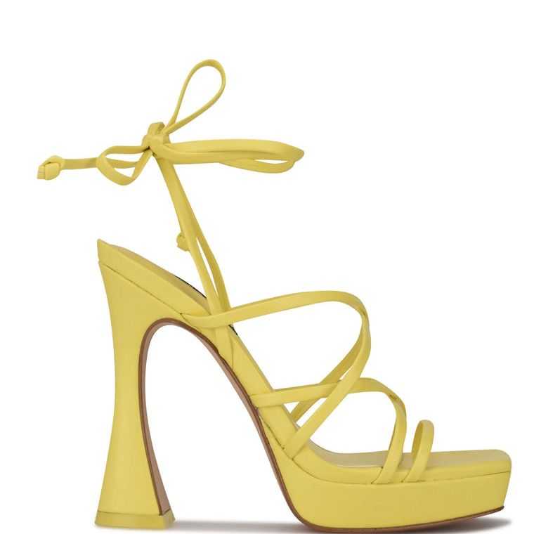 Nine West Ailey Ankle Wrap Plataforma Amarillo | 2851-BWQLD