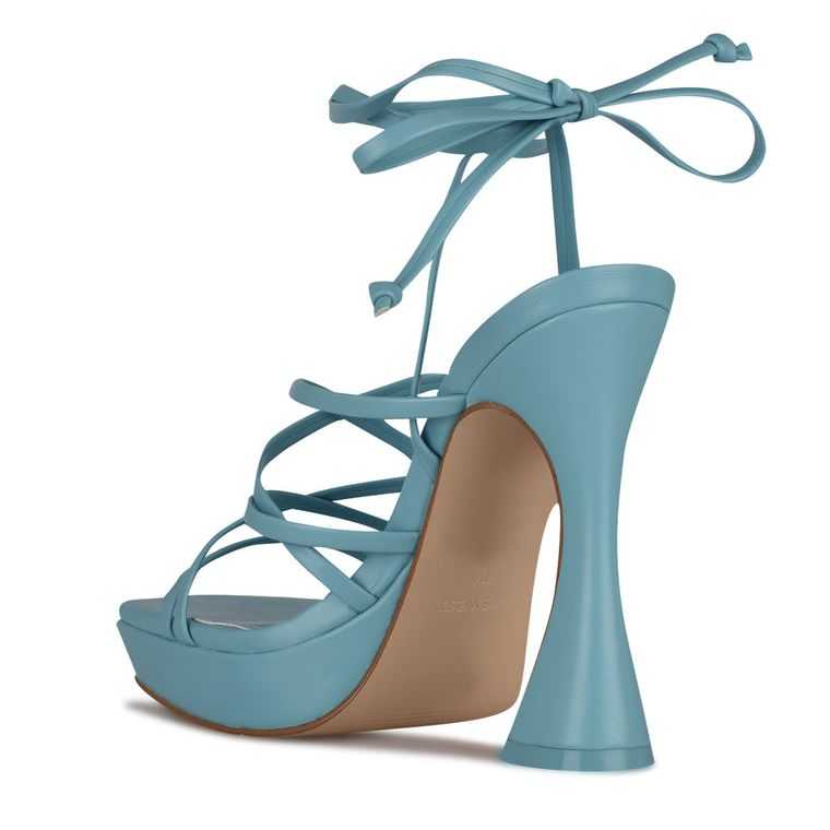 Nine West Ailey Ankle Wrap Plataforma Azules | 5684-JXAUZ