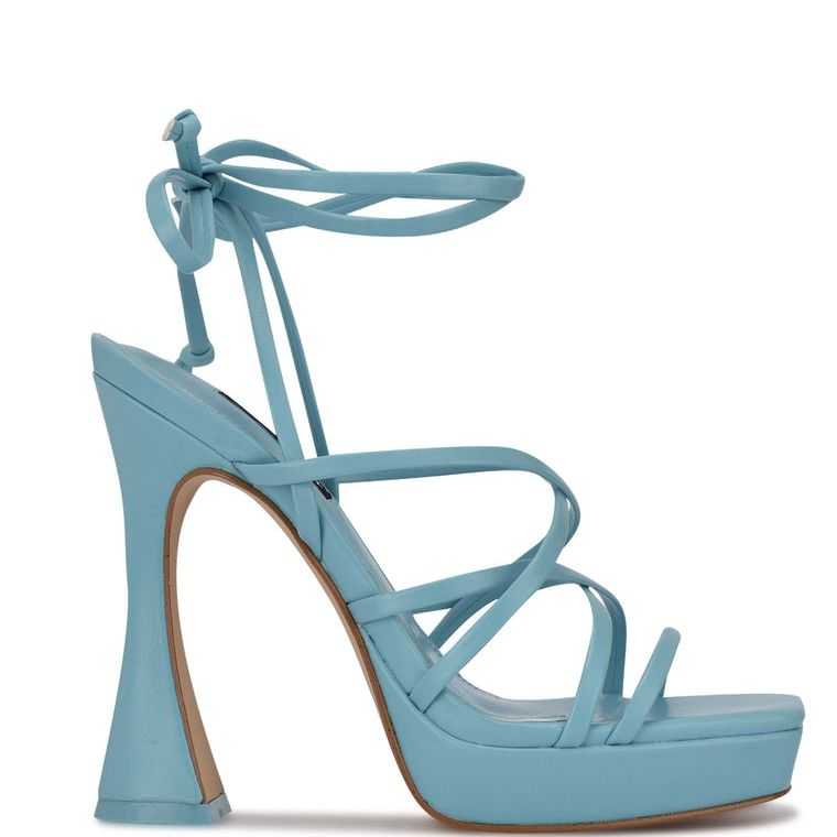 Nine West Ailey Ankle Wrap Plataforma Azules | 5684-JXAUZ