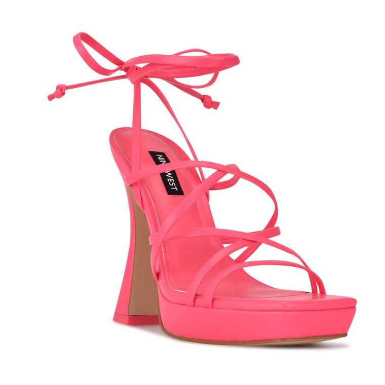 Nine West Ailey Ankle Wrap Plataforma Sandals Rosas | 7291-FCVZI