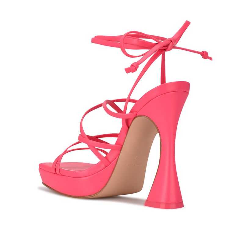 Nine West Ailey Ankle Wrap Plataforma Sandals Rosas | 7291-FCVZI