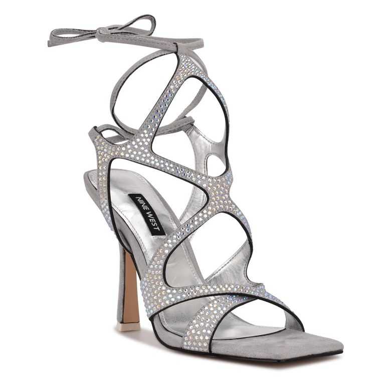 Nine West Alanah Ankle Wrap Tacón Blancas | 4927-KFXJY