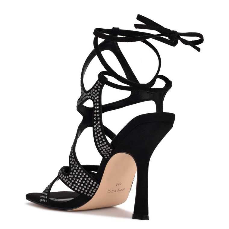 Nine West Alanah Ankle Wrap Tacón Negras | 2085-RUVGW