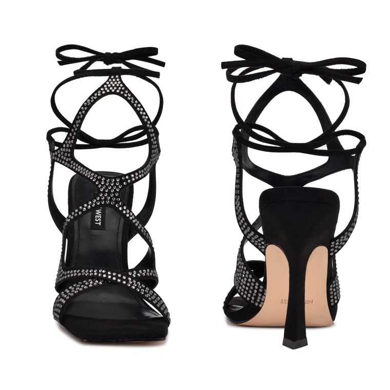 Nine West Alanah Ankle Wrap Tacón Negras | 2085-RUVGW