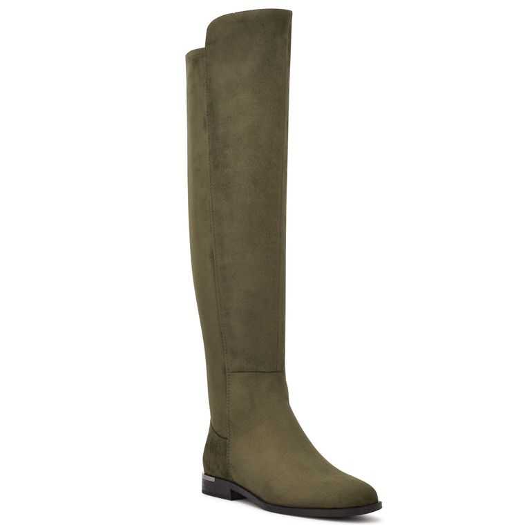 Nine West Allair Anchos Calf Over the Knee Verde Oliva | 1630-PKVTX