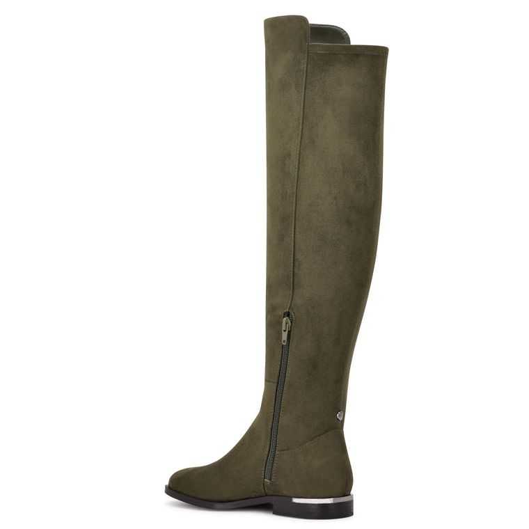 Nine West Allair Anchos Calf Over the Knee Verde Oliva | 1630-PKVTX