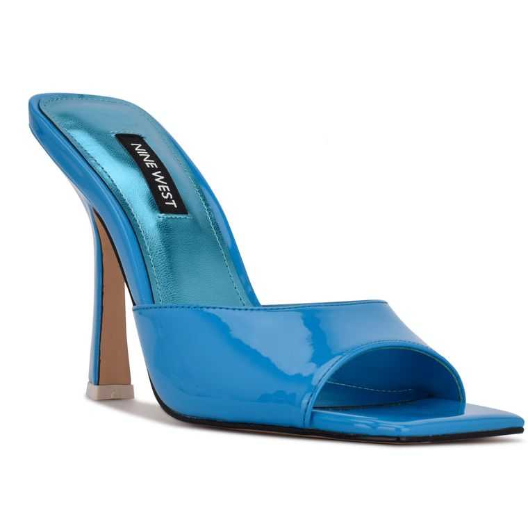 Nine West Aurea Tacón Chanclas Sandals Azules | 2347-AMXZU