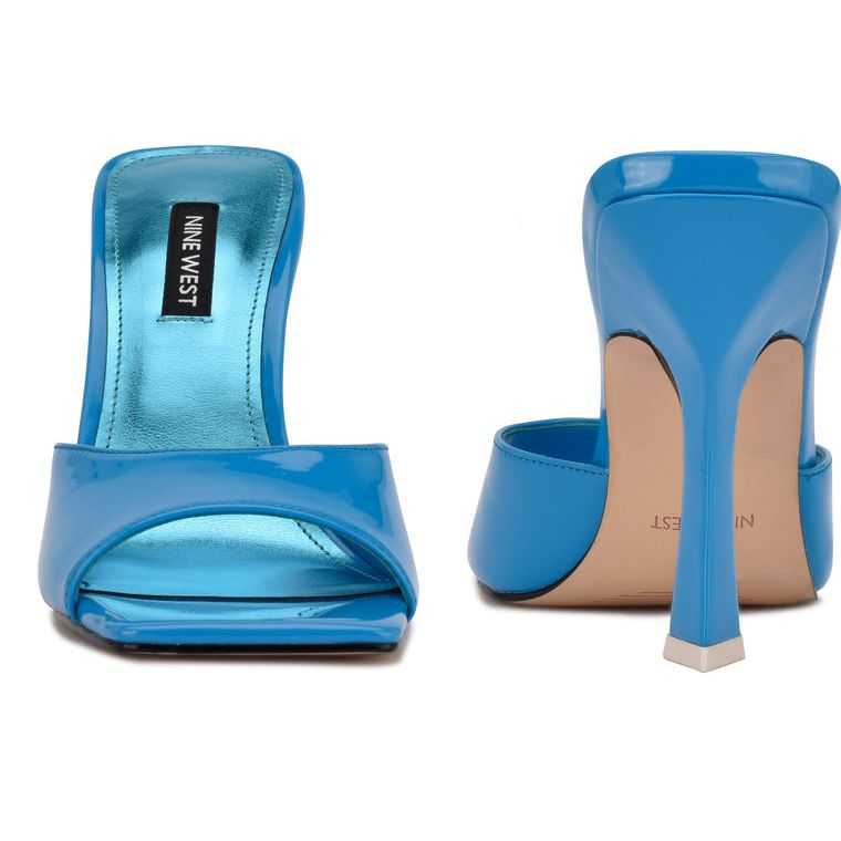 Nine West Aurea Tacón Chanclas Sandals Azules | 2347-AMXZU