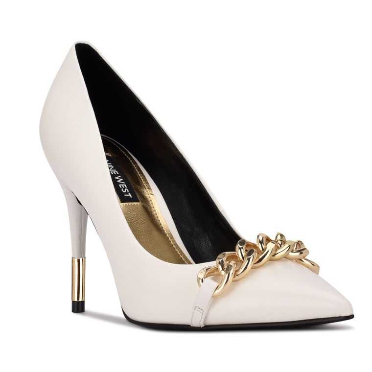 Nine West Balan Pointy Puntera Pumps Blancas | 0276-MHGIL