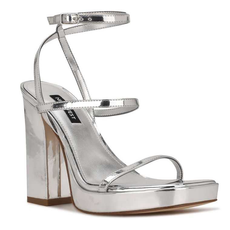 Nine West Benz Tiras Plateadas Metal | 2493-VZJPR