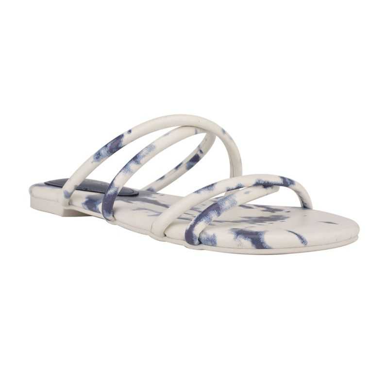 Nine West Beva Planos Chanclas Blancas Azules Multicolor | 5287-QPODS