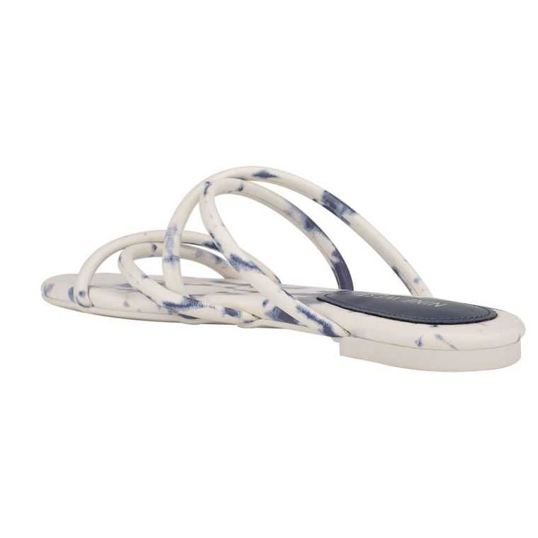 Nine West Beva Planos Chanclas Blancas Azules Multicolor | 5287-QPODS