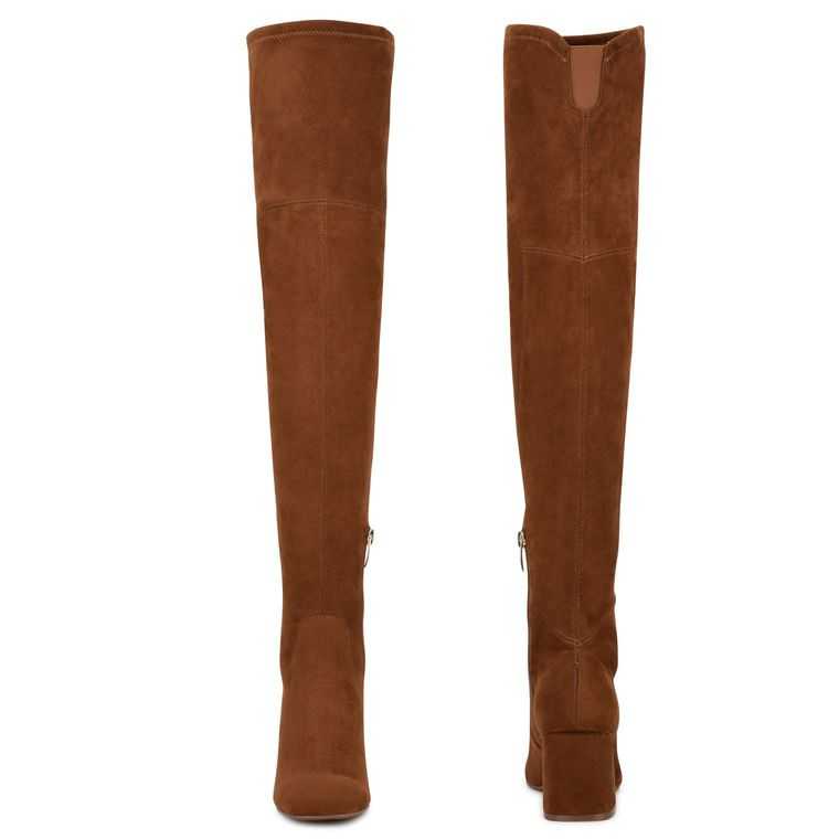 Nine West Blocky Over The Knee Tacón Marrones | 1084-GHYLN