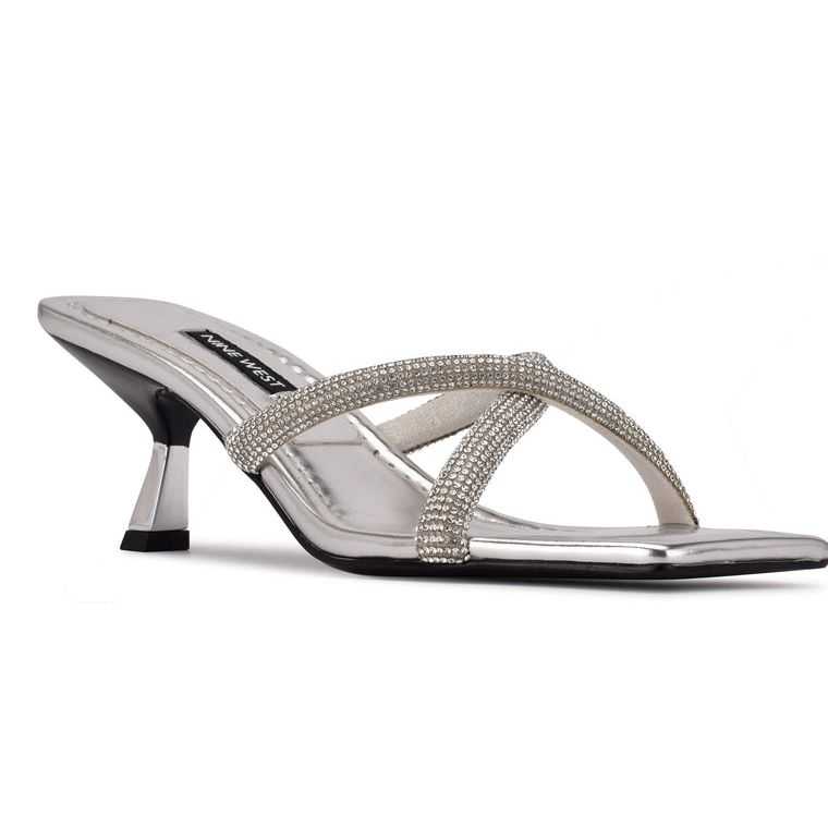 Nine West Blonde Chanclas Sandals Plateadas | 2384-VHJPU