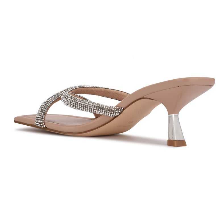 Nine West Blonde Tacón Chanclas Beige | 0468-JTQON