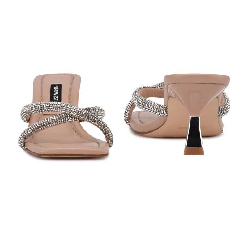 Nine West Blonde Tacón Chanclas Beige | 0468-JTQON