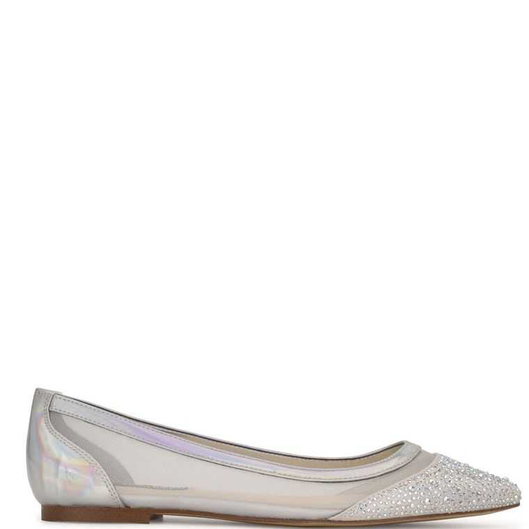 Nine West Bogus Pointy Puntera Beige Plateadas | 7182-EYFDW