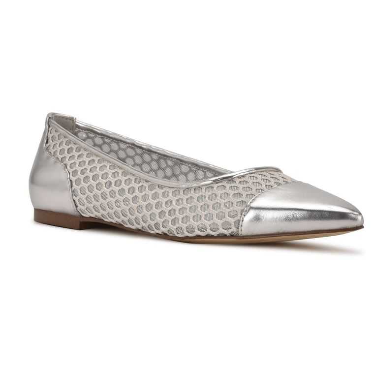 Nine West Brex Pointy Puntera Plateadas | 4791-KPIRE