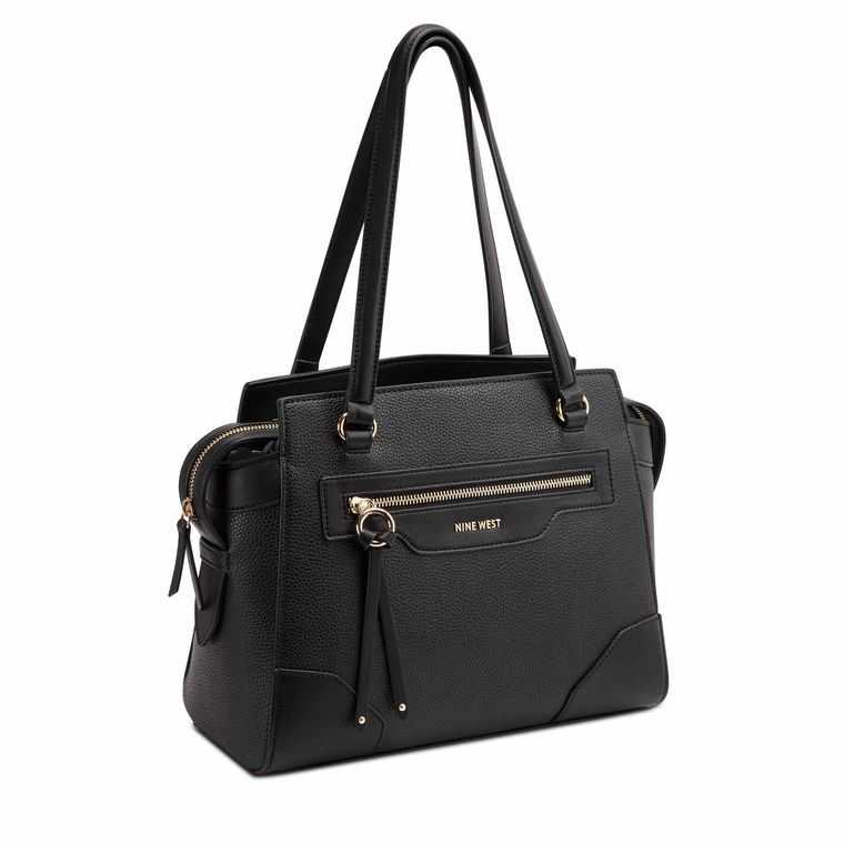 Nine West Brooklyn Jet Set Shldr Satchel Negras | 0326-PIUKX