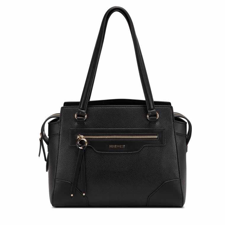 Nine West Brooklyn Jet Set Shldr Satchel Negras | 0326-PIUKX