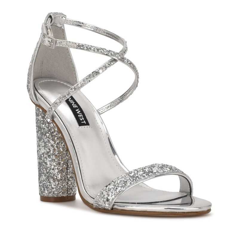 Nine West Celebra Sandals Plateadas | 0256-DJXGQ