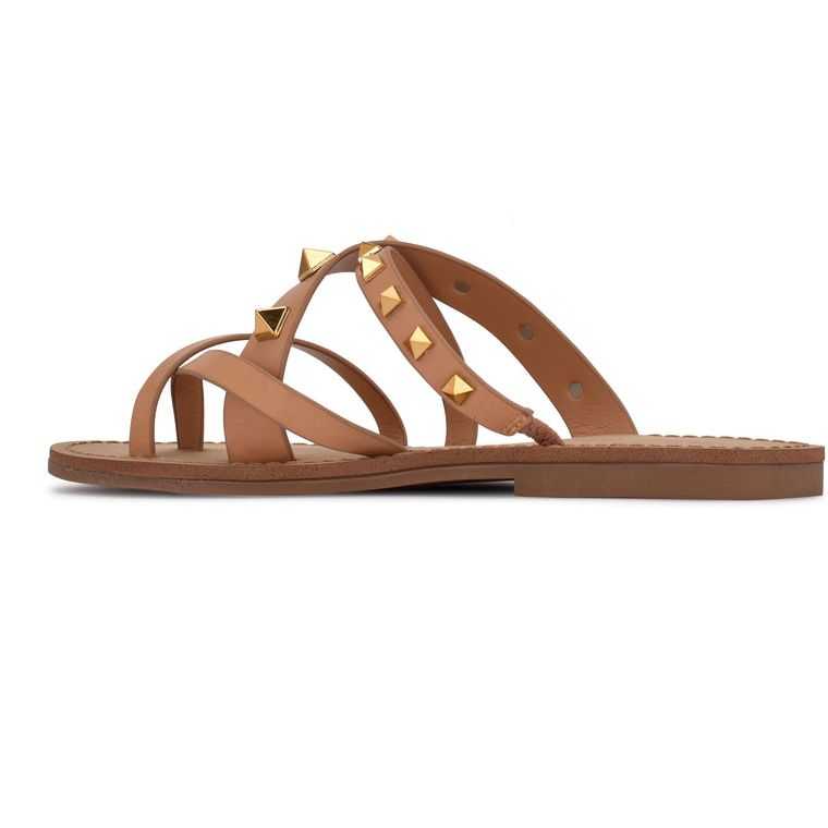 Nine West Cerri Planos Chanclas Beige | 1653-RBIWU