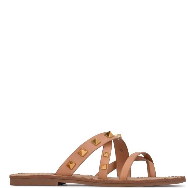 Nine West Cerri Planos Chanclas Sandals Beige | 0291-BZAYU