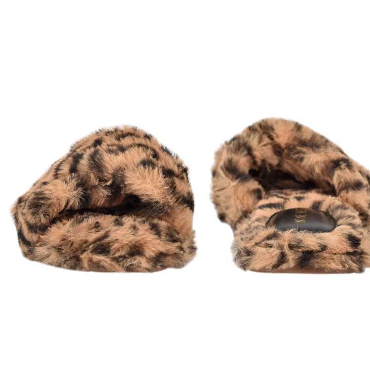 Nine West Cozy Planos Chanclas Beige Leopardo | 1032-HXTRG