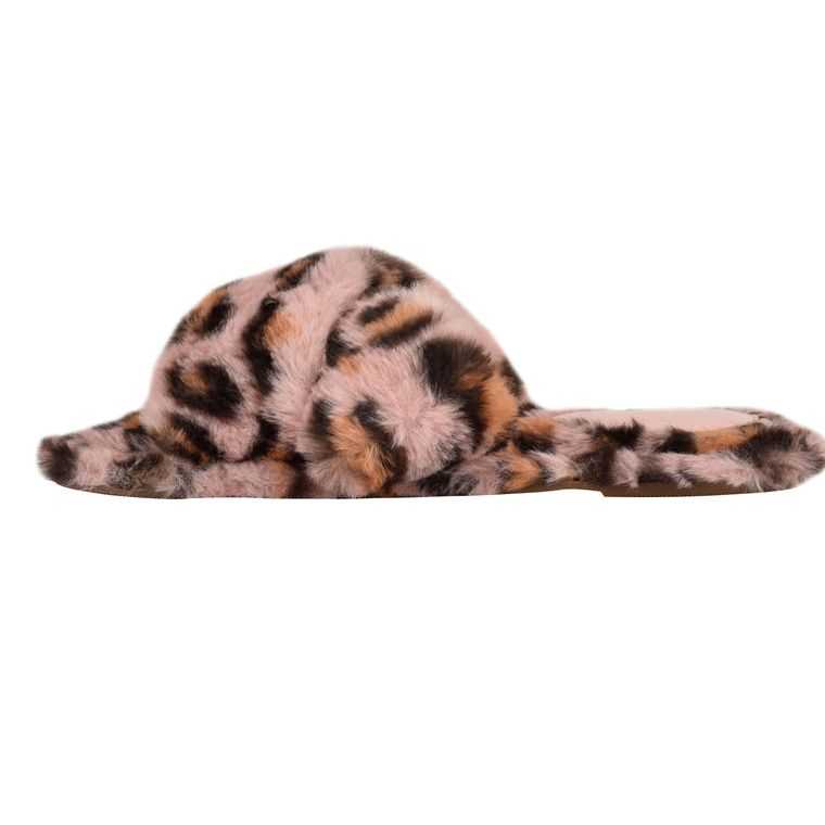 Nine West Cozy Planos Chanclas Rosas Leopardo | 2801-JMGTW