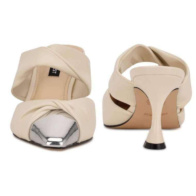 Nine West Crown Pointy Puntera Mules Creme | 0796-NLGHZ