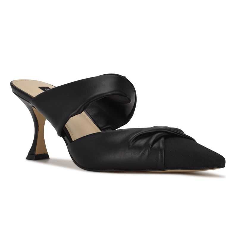 Nine West Crown Pointy Puntera Mules Negras | 0248-QXIKU