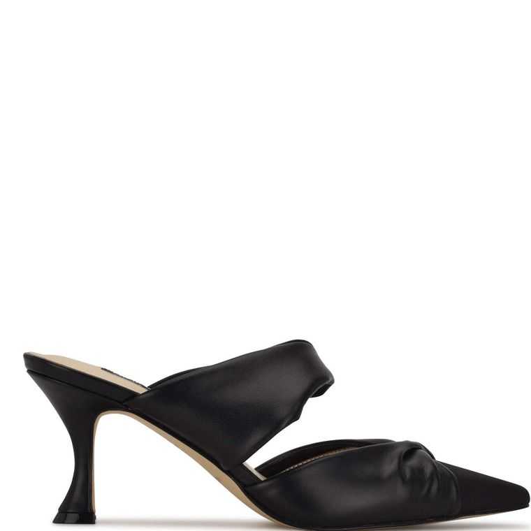 Nine West Crown Pointy Puntera Mules Negras | 0248-QXIKU