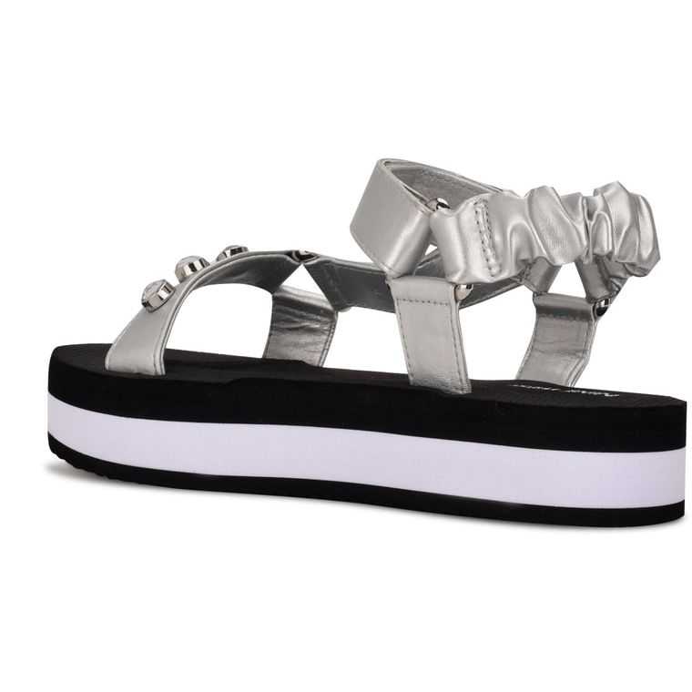 Nine West Cutie Plataforma Sandals Plateadas | 5190-BPXMA