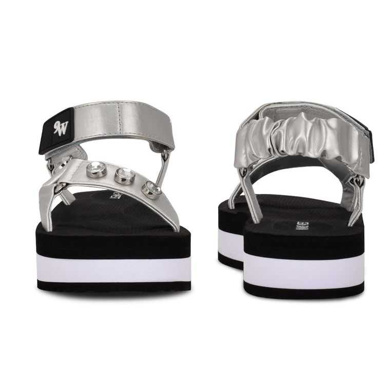 Nine West Cutie Plataforma Sandals Plateadas | 5190-BPXMA