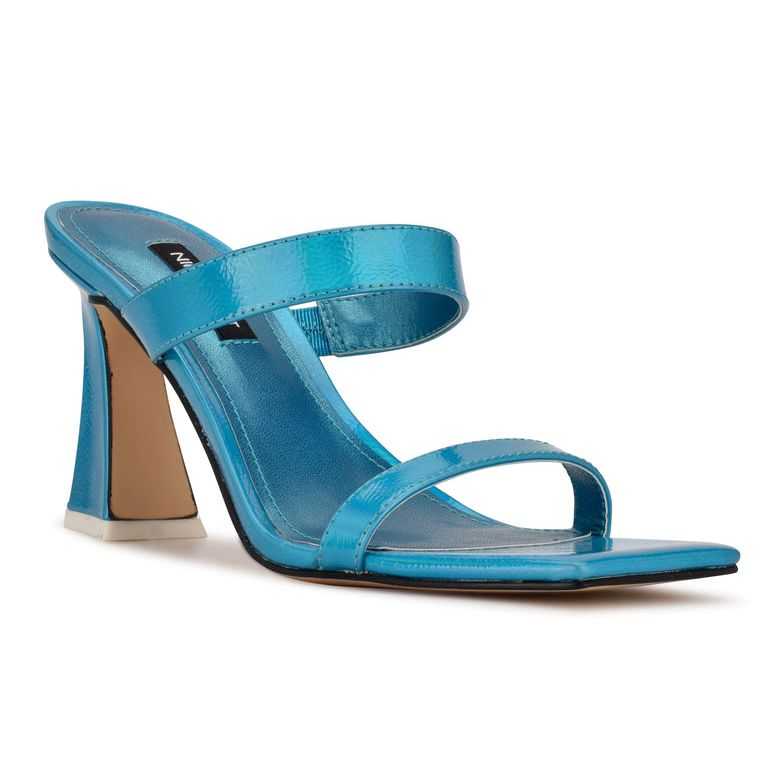 Nine West Darla Chanclas Sandals Azules Metal | 2496-HPDOX