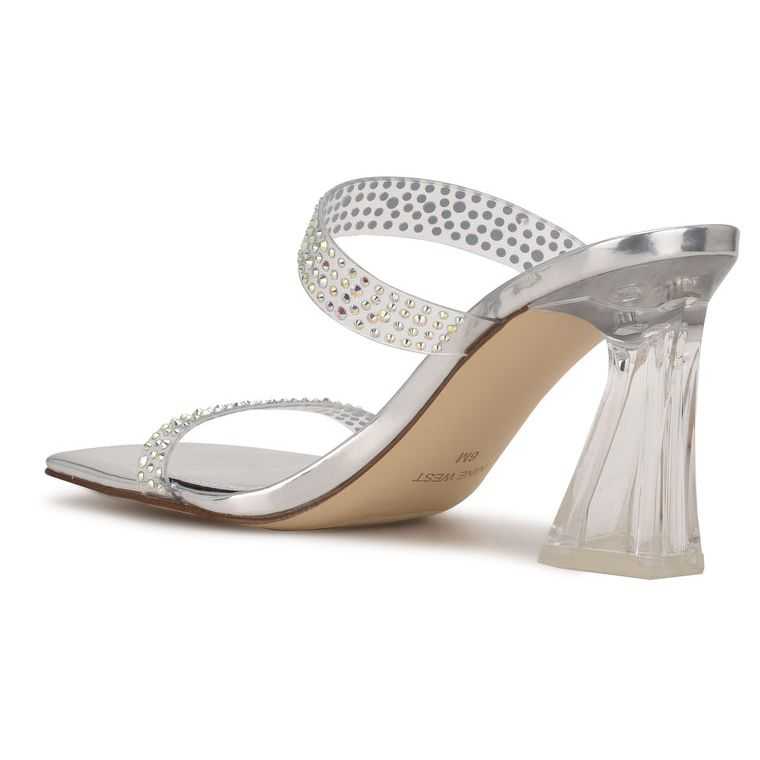 Nine West Darla Chanclas Sandals Plateadas | 4257-YLITN