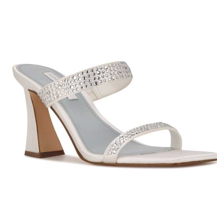 Nine West Darla Tacón Chanclas Sandals Blancas | 6058-EMZVD