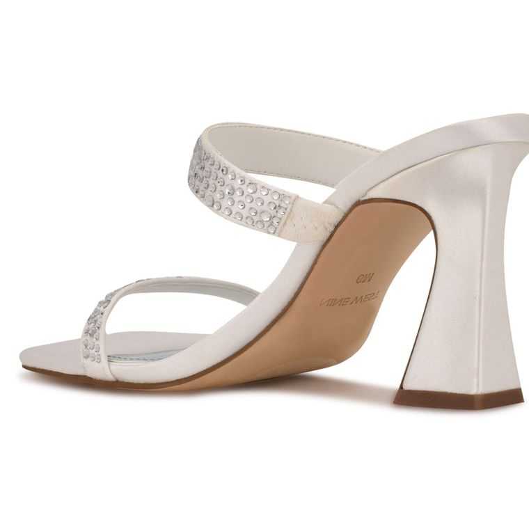 Nine West Darla Tacón Chanclas Sandals Blancas | 6058-EMZVD