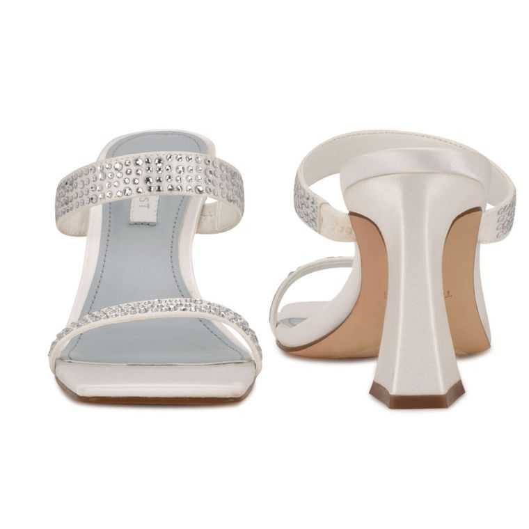 Nine West Darla Tacón Chanclas Sandals Blancas | 6058-EMZVD