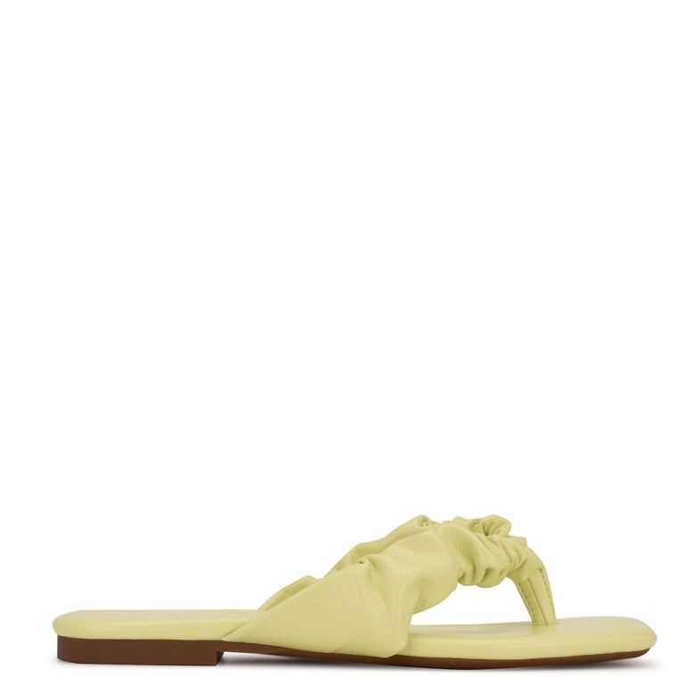 Nine West Daxx Planos Chanclas Sandals Amarillo Verde Claro | 6720-LEDRJ