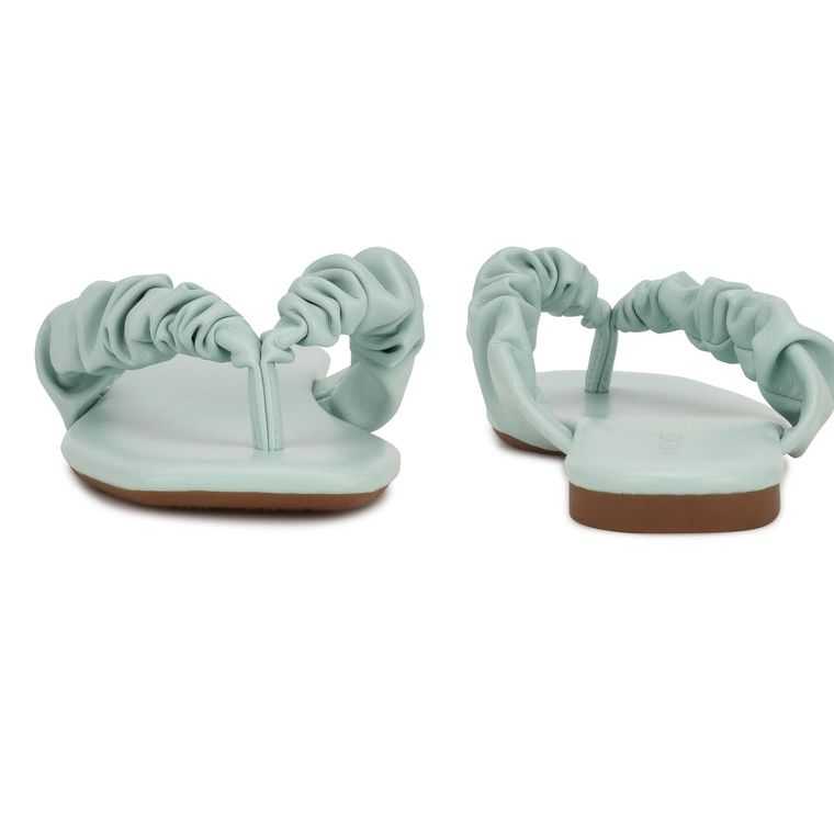 Nine West Daxx Planos Chanclas Sandals Verde Menta | 6830-YXOBQ