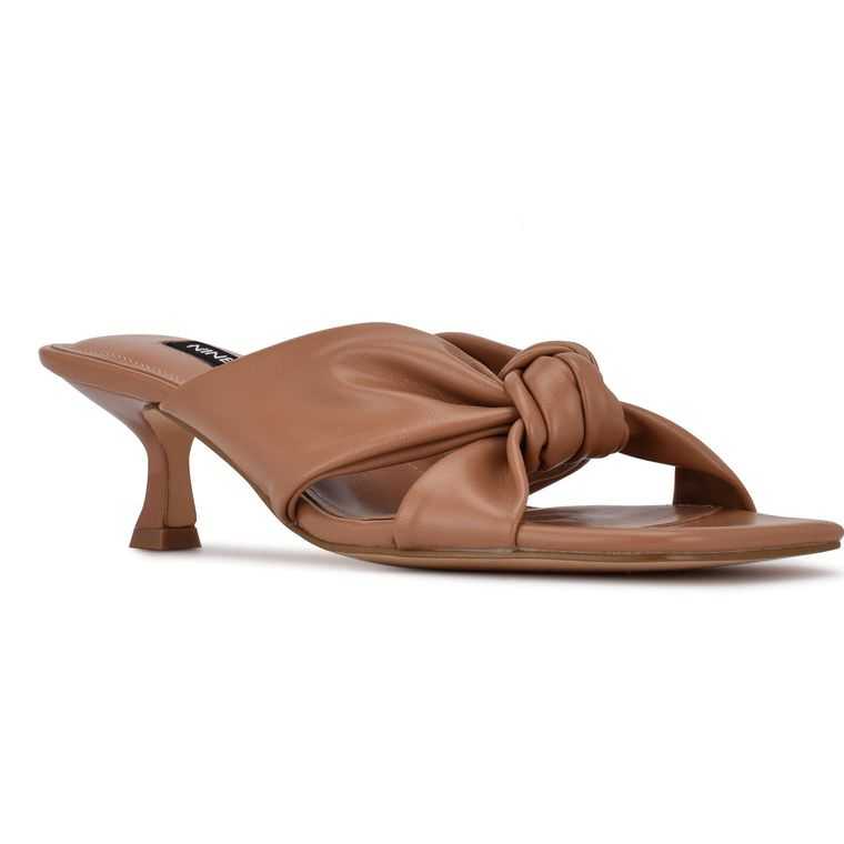 Nine West Dipa Tacón Chanclas Beige | 1396-WKZCM