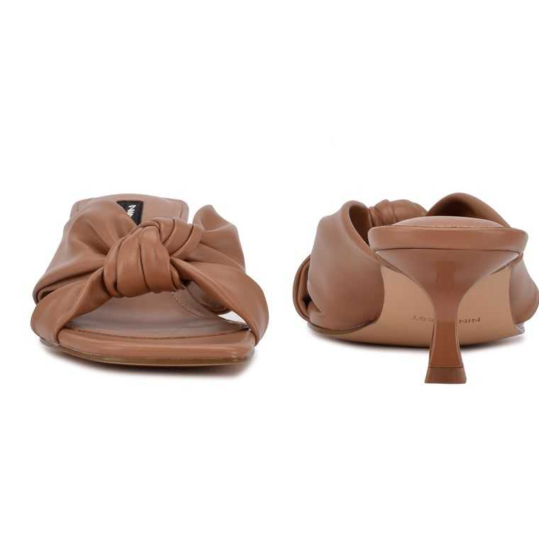 Nine West Dipa Tacón Chanclas Beige | 1396-WKZCM