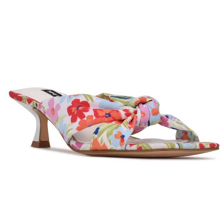 Nine West Dipa Tacón Chanclas Blancas | 3592-WZOJK