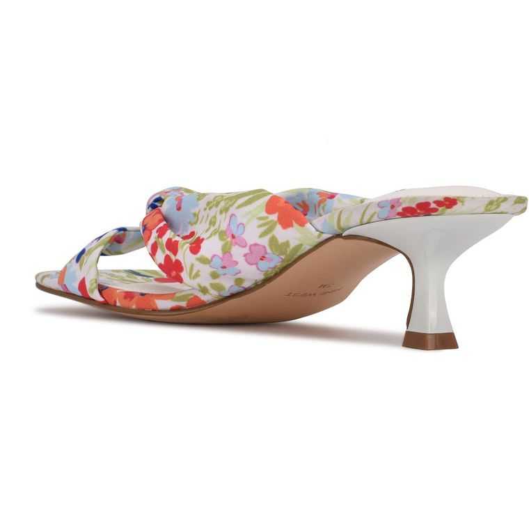 Nine West Dipa Tacón Chanclas Blancas | 3592-WZOJK