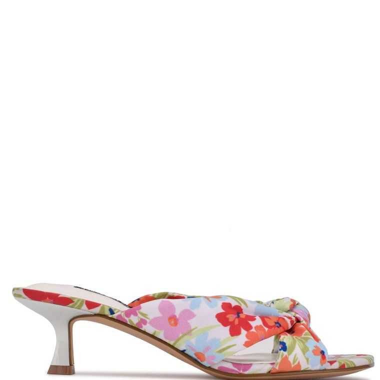 Nine West Dipa Tacón Chanclas Blancas | 3592-WZOJK